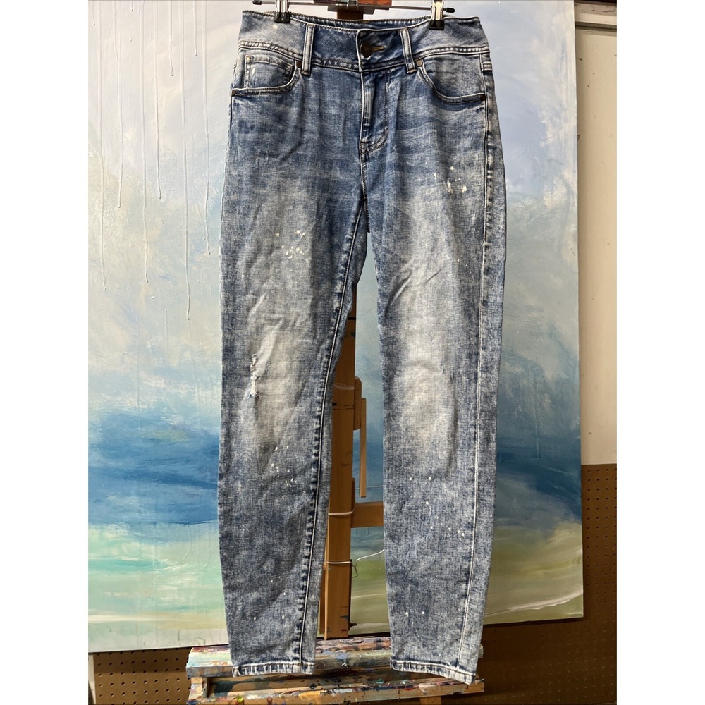 Cabi Cinch Skinny Jeans Women's 4 Light Wash Distressed Bleached